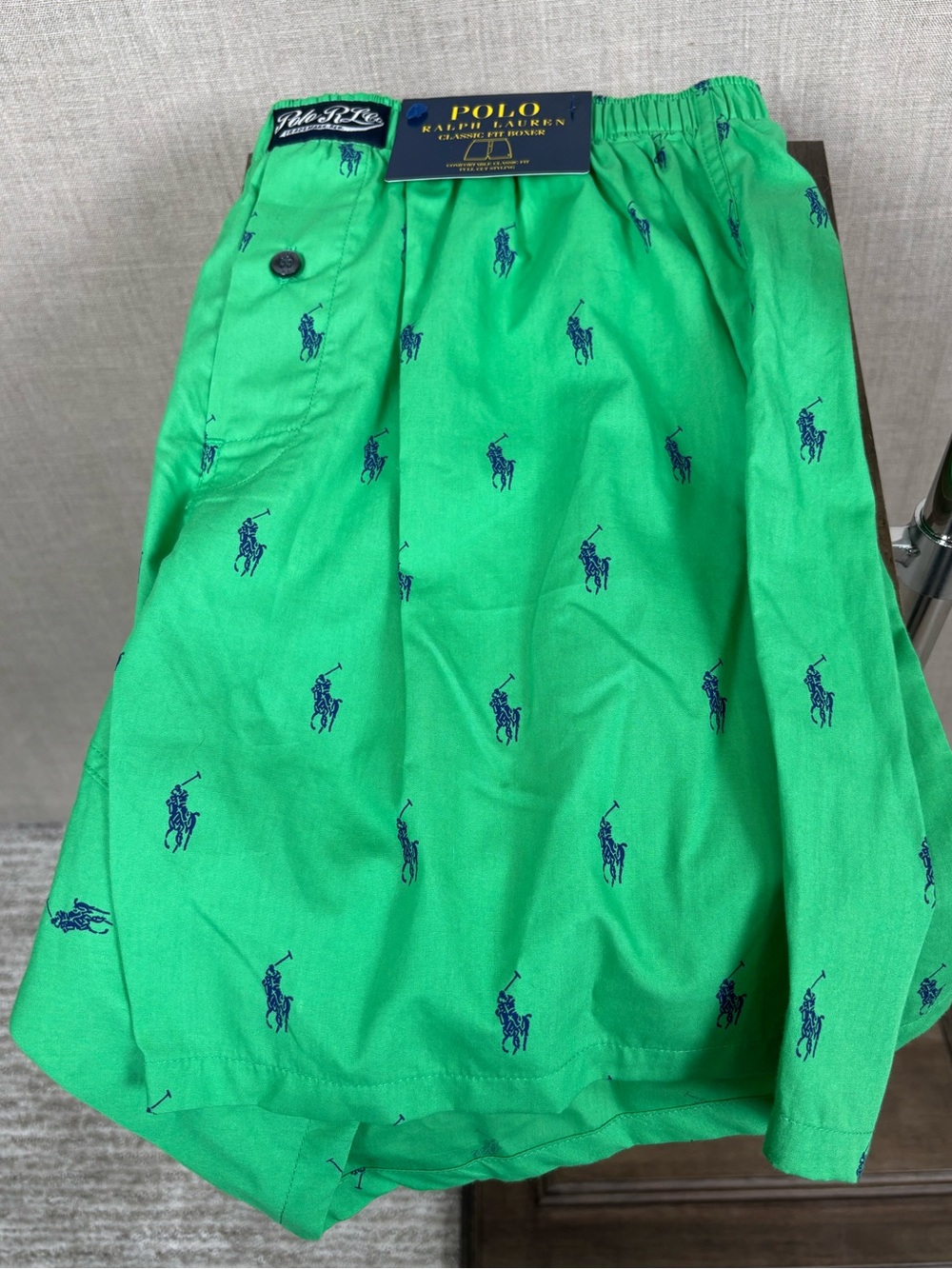 Polo Ralph Lauren Men’s 100% Cotton Classic Fit Boxer Green Pony M NWT